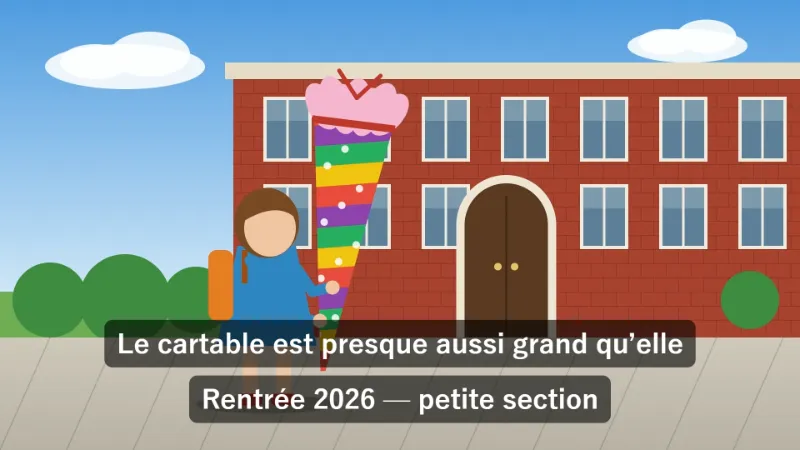 Exemple : la vidéo de la rentrée en maternelle, avec un titre et trois légendes — Après