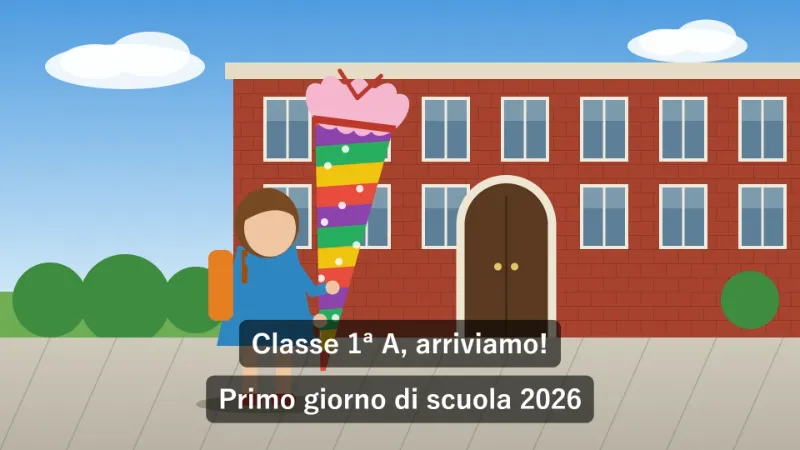 Esempio: il primo giorno di scuola con un titolo e tre scritte a tempo — Dopo
