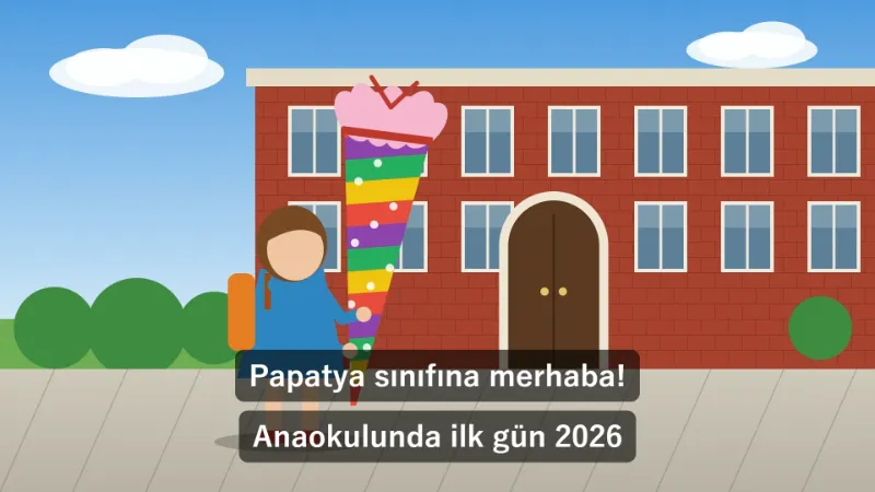 Örnek: anaokulunun ilk günü videosuna bir başlık ve üç zamanlı yazı — Sonra