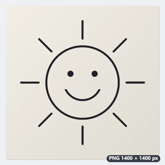 Example: a marker drawing of a smiling sun traced into one SVG path — Before