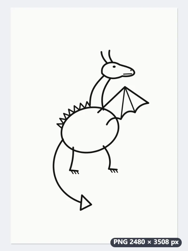 Ejemplo: un dragón dibujado a rotulador, escaneado y pasado a SVG para vinilo — Antes