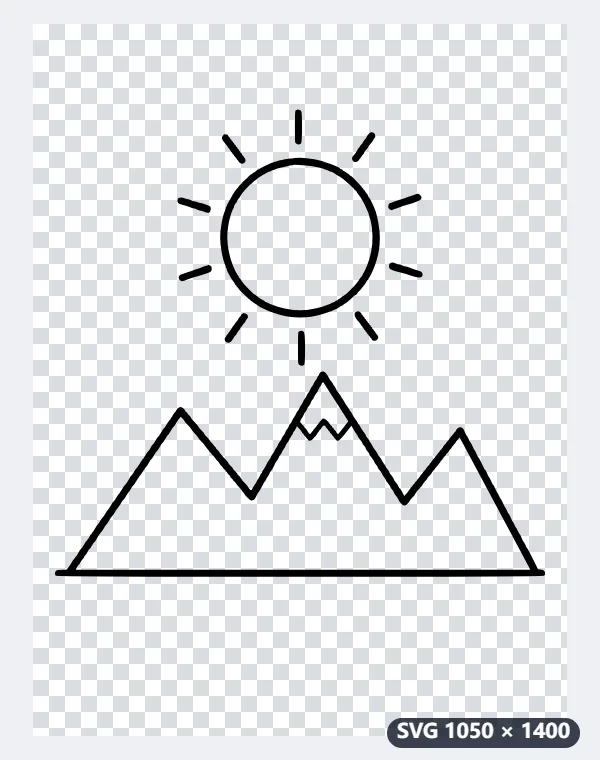 Example: a phone photo of an ink drawing traced into a one-colour SVG — After