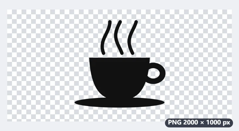 Example: a transparent coffee-cup PNG traced for iron-on vinyl tote bags — Before