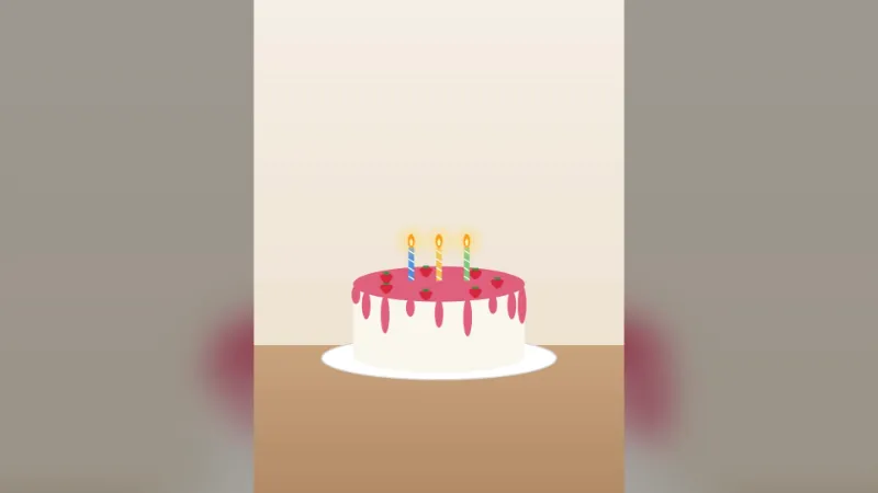 Example: 24 photos and a 2:48 song for a third birthday party, on the TV
